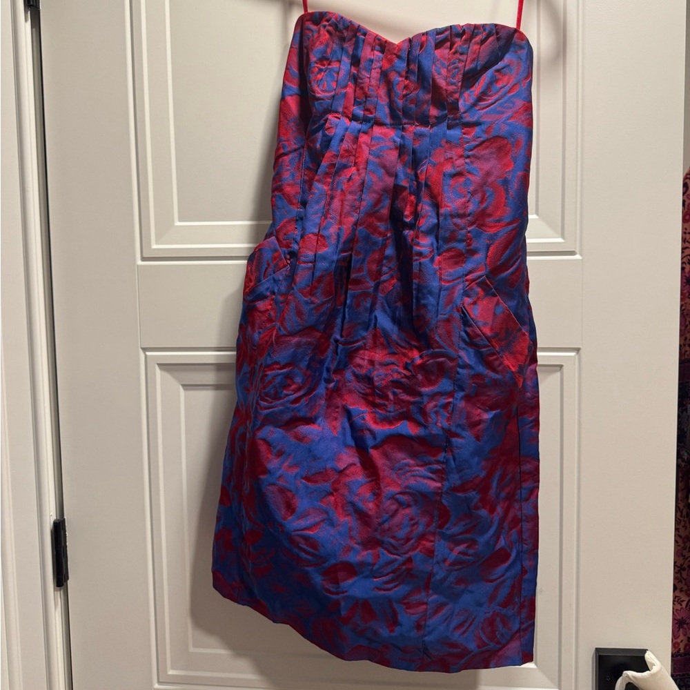 BCBGMaxAzria Strapless Blue and Red Dress